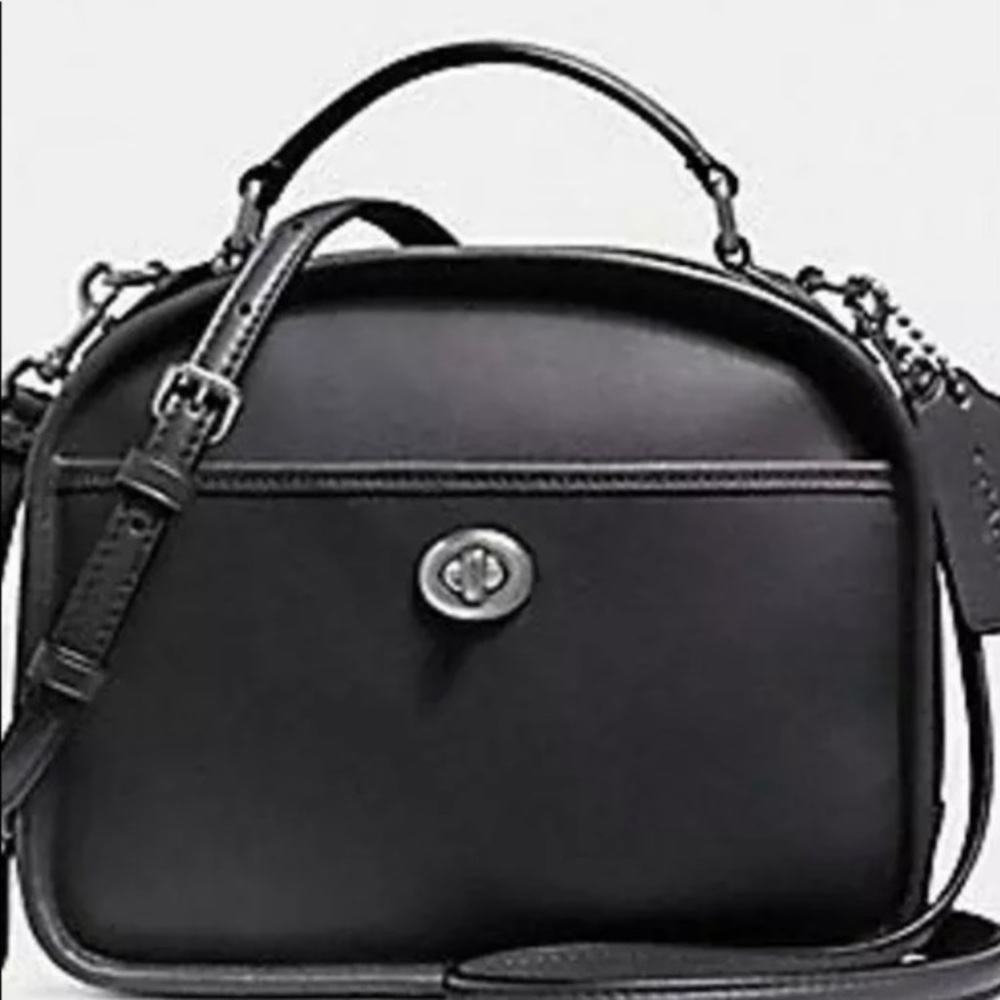 Sale! BEAUTIFUL COACH LUNCHPAIL BLACK LEATHER XBODY/HAND-CARRY BAG **FIRM**